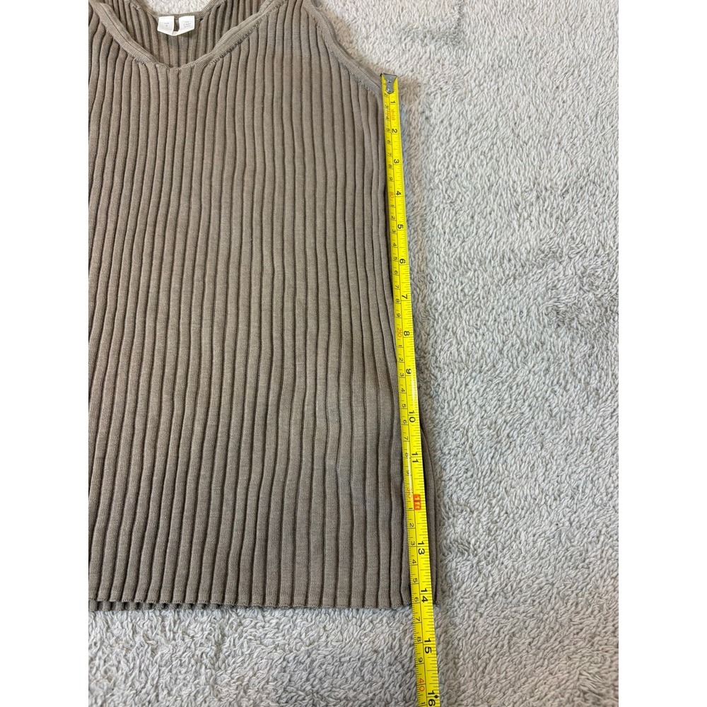 Arket Ribbed Knit Tank Top Taupe Brown V-Neck Sleeveless‎ Slim Fit Small Classic - Picture 8 of 12